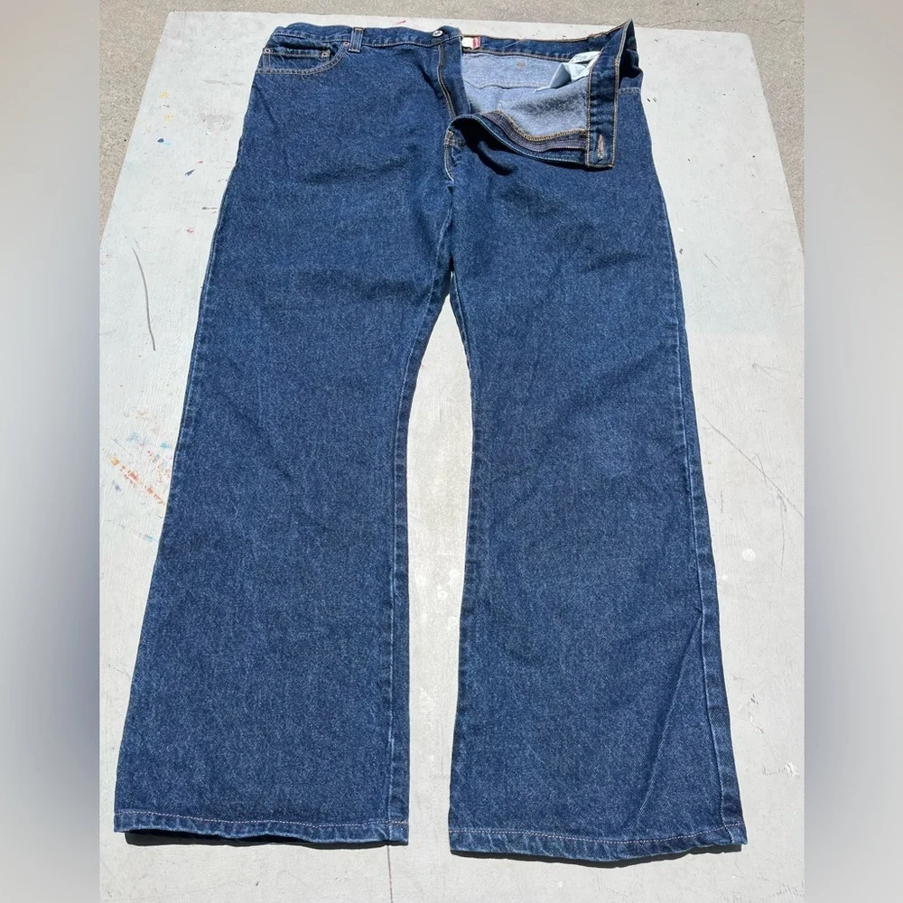 Men’s Levi's 517 Jeans Blue Denim Solid 42x32 Relaxed Bootcut Wide Y2K Oversized
